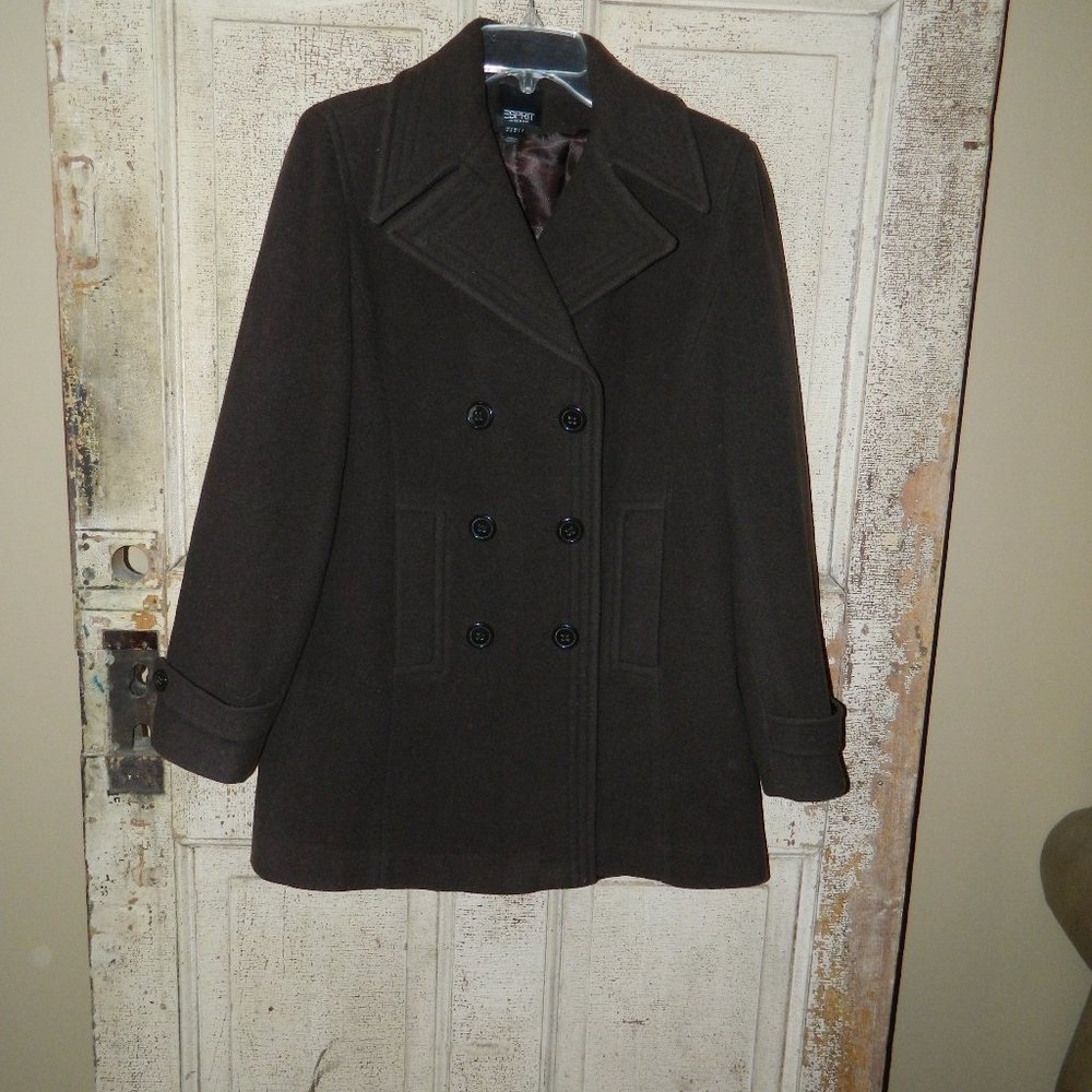 Esprit Outerwear Double Breasted Wool Blend Pea Coat Size M